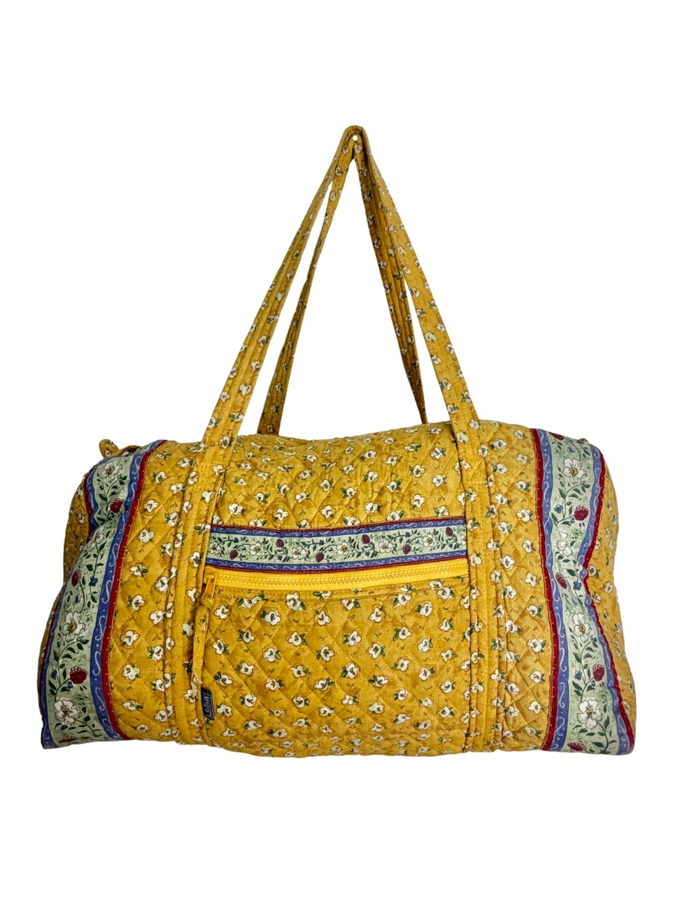 MaggiB Yellow Gold Large Quilted Floral Travel Duffel Weekender Bag Floral